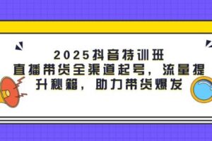 2025抖音特训班：直播带货全渠道起号，流量提升秘籍，助力带货爆发