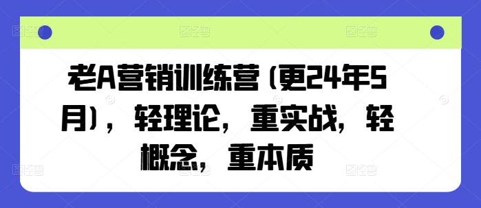 老A营销训练营(更25年4月),轻理论,重实战,轻概念,重本质
