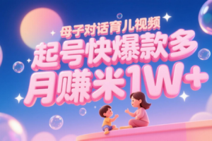 AI生成母子对话育儿类视频，起号快爆款多，小白宝妈轻松学，多渠道变现，月赚米1W+