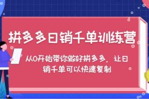 拼多多日销千单训练营，从0开始带你做好拼多多，让日销千单可以快速复制（更新）