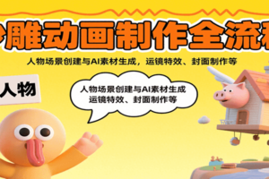 沙雕动画制作全流程：人物场景创建与AI素材生成，运镜特效、封面制作等