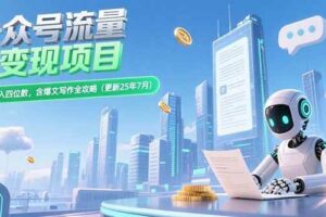 （15412期）公众号流量主变现项目，新手日入四位数，含爆文写作全攻略(更新25年7月)