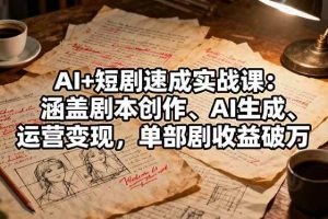（16359期）AI+短剧速成实战课：涵盖剧本创作、AI生成、运营变现，单部剧收益破万