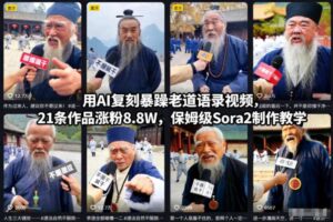 用AI复刻暴躁老道语录视频，21条作品涨粉8.8W，保姆级Sora2制作教学